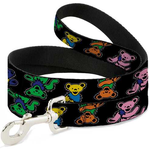 Grateful Dead - Dog Leash - Grateful Dead Dancing Bears Close-Up Black/Multi Color - StealieShop