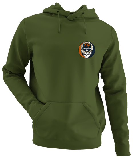 Chicago Football - Premium Grateful Dead Left Chest Hoodie - Military Green - 7