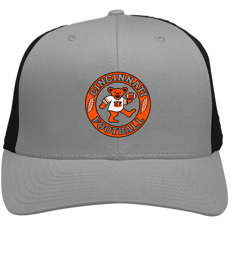 Cincinnati Football Dancing Bear Stealie Grateful Dead Trucker Cap - Heather | Black