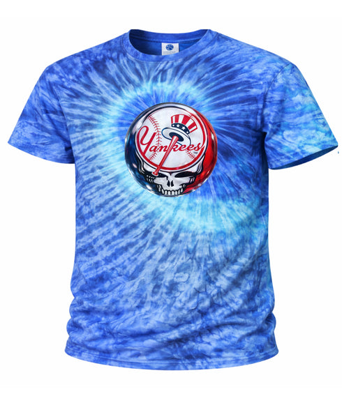 New York Yankees Crystal Stealie Tie-Dye Grateful Dead T-Shirt