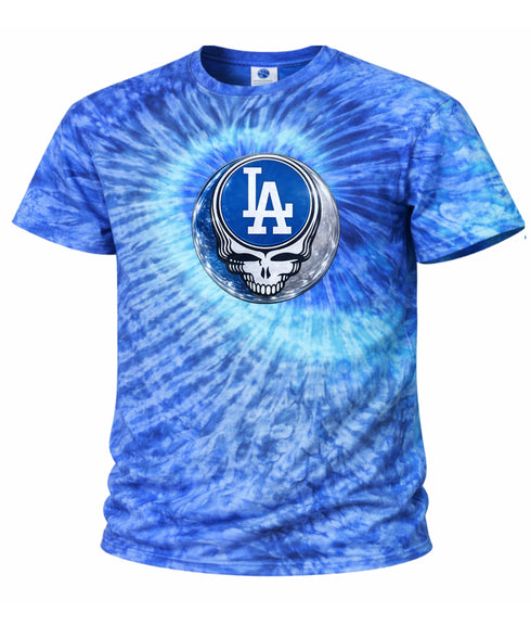 Los Angeles Dodgers Crystal Stealie Tie-Dye Grateful Dead T-Shirt