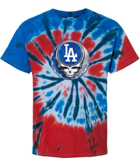 Los Angeles Dodgers Crystal Stealie Tie-Dye Grateful Dead T-Shirt