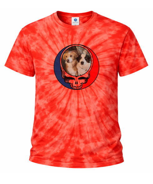Custom Dog Stealie Tie-Dye Grateful Dead T-Shirt (103)