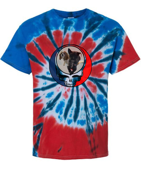 Custom Dog Stealie Tie-Dye Grateful Dead T-Shirt (108)