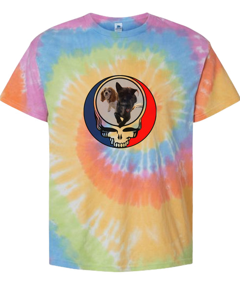 Custom Dog Stealie Tie-Dye Grateful Dead T-Shirt (108)