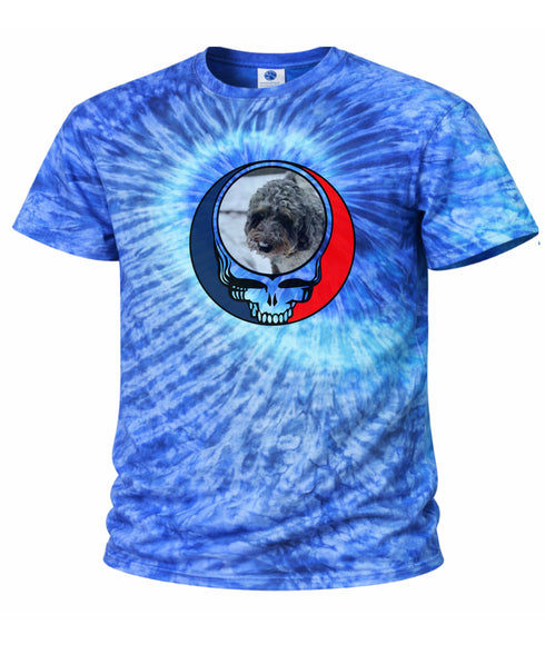 Custom Dog Stealie Tie-Dye Grateful Dead T-Shirt (142)
