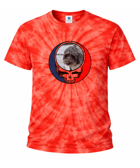 Custom Dog Stealie Tie-Dye Grateful Dead T-Shirt (142)