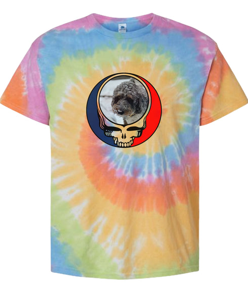 Custom Dog Stealie Tie-Dye Grateful Dead T-Shirt (142)