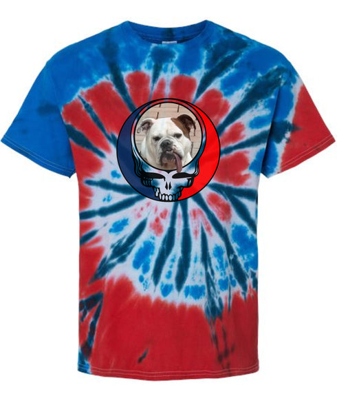 Custom Dog Stealie Tie-Dye Grateful Dead T-Shirt (145)