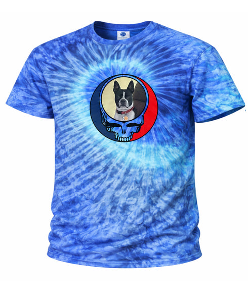 Custom Dog Stealie Tie-Dye Grateful Dead T-Shirt (148)