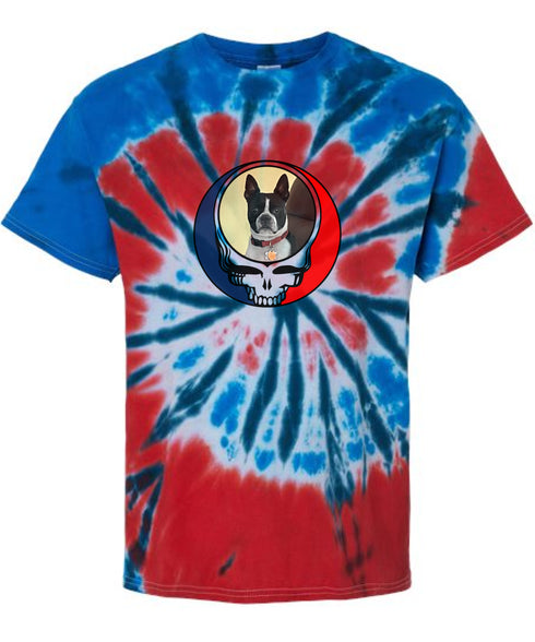 Custom Dog Stealie Tie-Dye Grateful Dead T-Shirt (148)