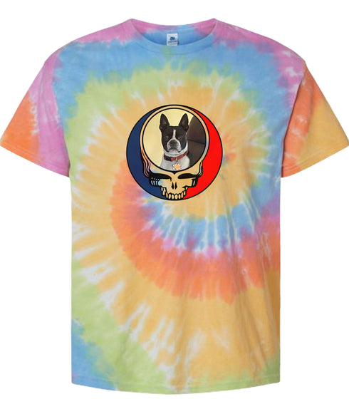 Custom Dog Stealie Tie-Dye Grateful Dead T-Shirt (148)