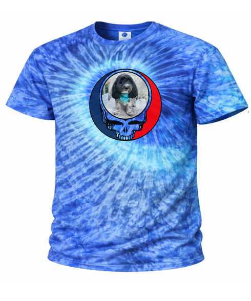 Custom Dog Stealie Tie-Dye Grateful Dead T-Shirt (156)