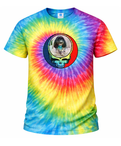 Custom Dog Stealie Tie-Dye Grateful Dead T-Shirt (156)