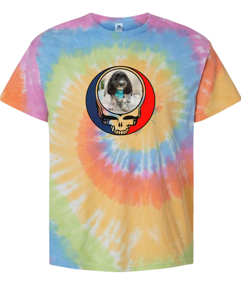 Custom Dog Stealie Tie-Dye Grateful Dead T-Shirt (156)