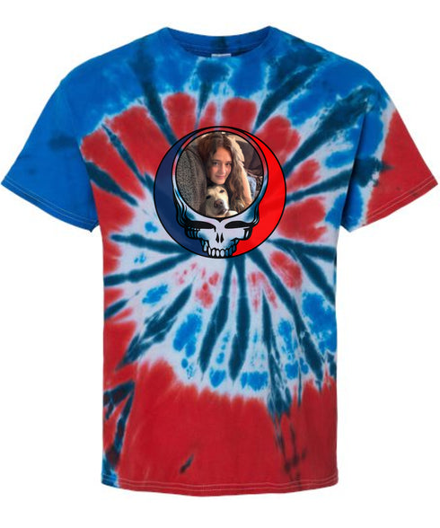 Custom Stealie Tie-Dye Grateful Dead T-Shirt (162-7)