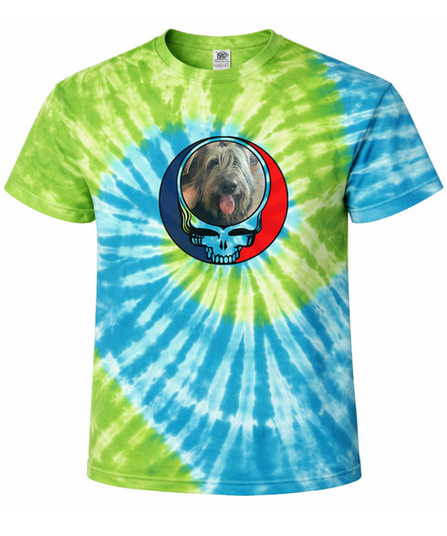 Custom Dog Stealie Tie-Dye Grateful Dead T-Shirt (166)