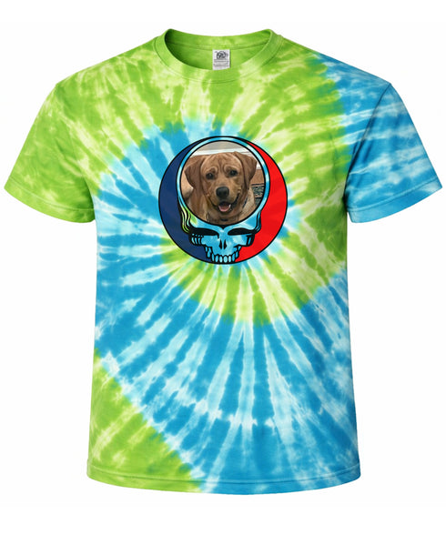 Custom Dog Stealie Tie-Dye Grateful Dead T-Shirt (171)