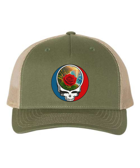 Custom Rose Stealie Grateful Dead Trucker Cap (70)