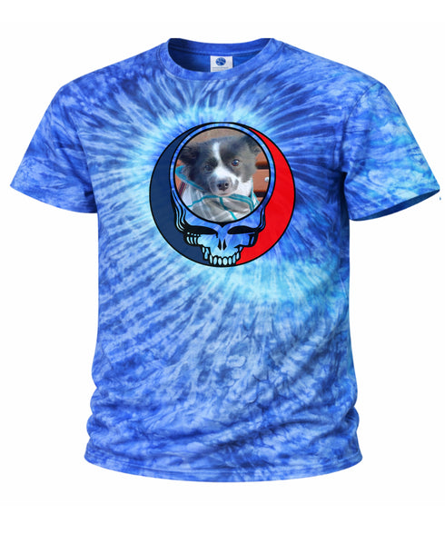 Custom Dog Stealie Tie-Dye Grateful Dead T-Shirt (172)