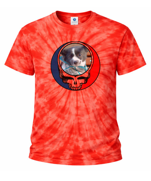 Custom Dog Stealie Tie-Dye Grateful Dead T-Shirt (172)