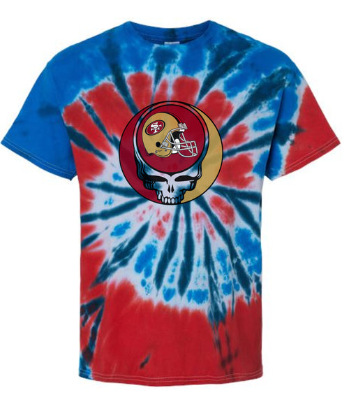 San Francisco 49ers Helmet Stealie Tie-Dye Grateful Dead T-Shirt