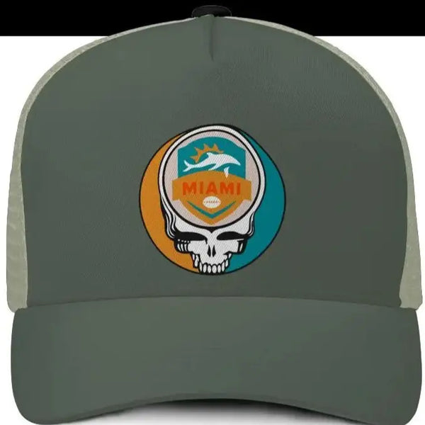 Grateful Dead - The Gridiron Collection: Miami Football Edition Stealie Trucker Cap - StealieShop
