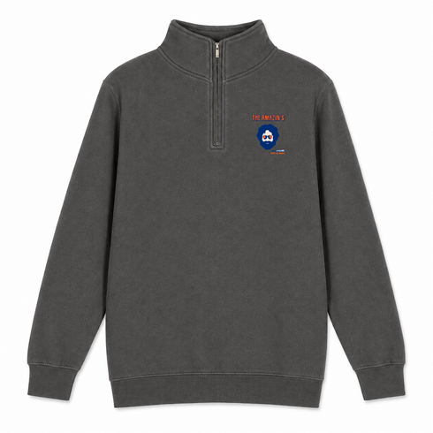 Mets Jerry - Life is dead.® - Premium Grateful Dead Quarter-Zip Pullover - Charcoal - 5