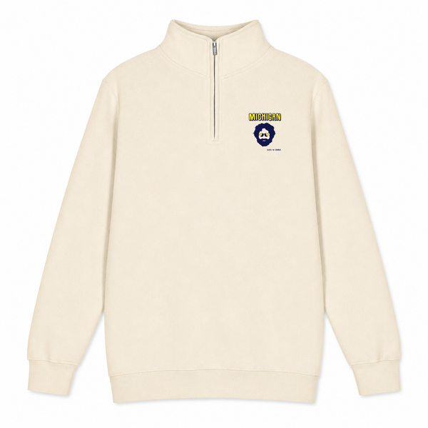 Michigan Jerry - Life is dead.® - Premium Grateful Dead Quarter-Zip Pullover - Sand - 1