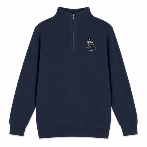Jerry and His Hog - Life is dead.® - Premium Grateful Dead Quarter-Zip Pullover - Navy - 3