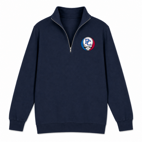 Presbyterian College - Premium Grateful Dead Quarter-Zip Pullover - Navy - 4