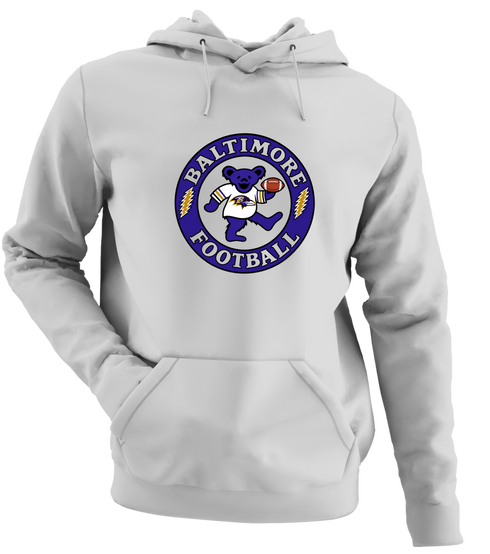 Baltimore Football Dancing Bear - Premium Grateful Dead Hoodie - Sport Grey