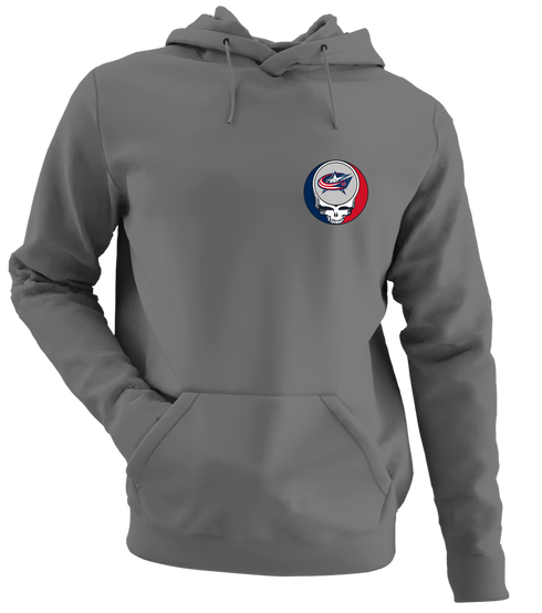 Columbus Blue Jackets - Premium Grateful Dead Left Chest Hoodie - Charcoal - 8