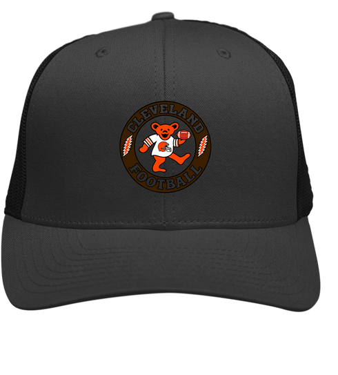 Cleveland Football Dancing Bear Stealie Grateful Dead Trucker Cap - Charcoal | Black