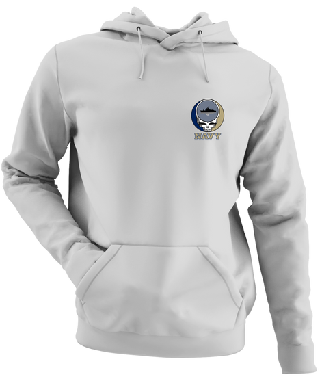 US Naval Academy - Premium Grateful Dead Left Chest Hoodie - Sport Grey