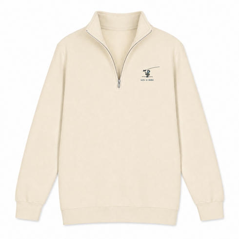 Jerry' Fly Fishin' - Life is dead.® - Premium Grateful Dead Quarter-Zip Pullover - Sand - 1