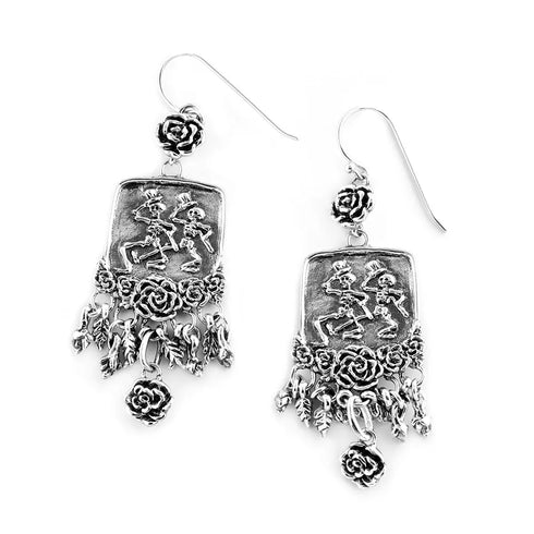 Grateful Dead - Dancing Skeletons Sterling Silver Drop Earring - StealieShop