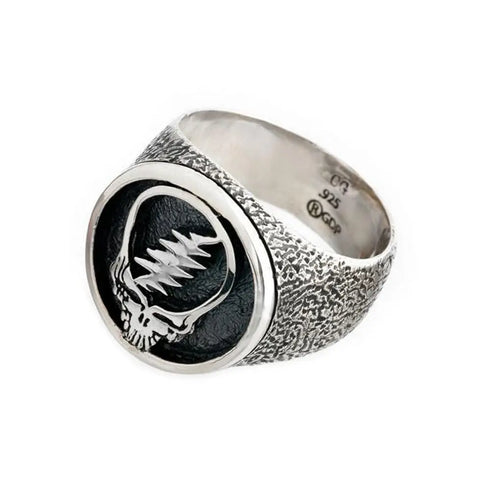 Grateful Dead - Steal Your Face Sterling Silver Signet Ring - StealieShop
