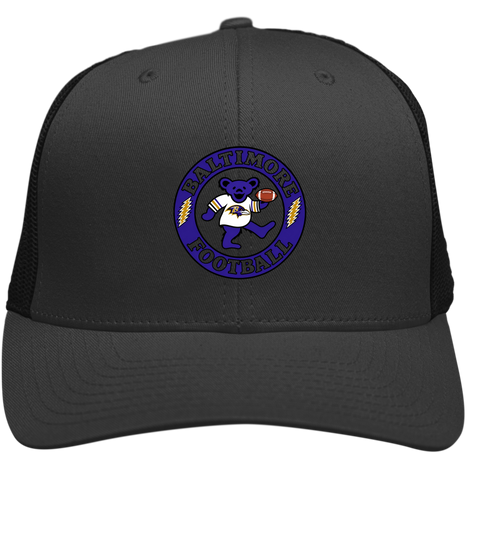 Baltimore Football Dancing Bear Stealie Grateful Dead Trucker Cap - Charcoal | Black