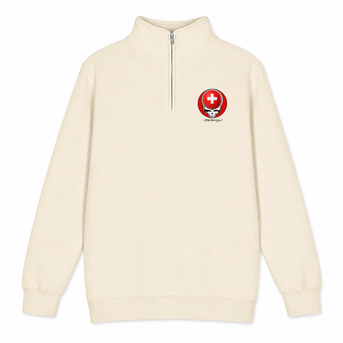 Switzerland FIFA World Cup - Premium Grateful Dead Quarter-Zip Pullover - Sand - 1