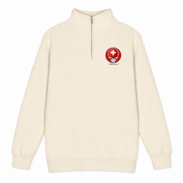 Switzerland FIFA World Cup - Premium Grateful Dead Quarter-Zip Pullover - Sand - 1