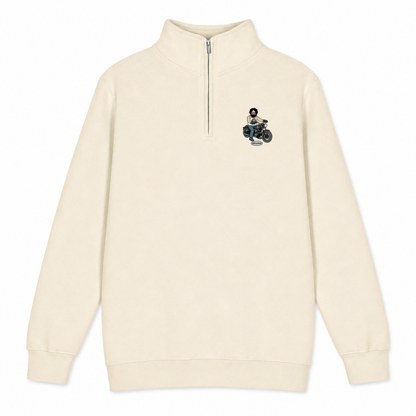 Jerry and His Hog - Life is dead.® - Premium Grateful Dead Quarter-Zip Pullover - Sand - 1