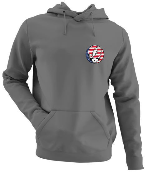 Stars and Stripes Stealie - Premium Grateful Dead Left Chest Hoodie - Charcoal