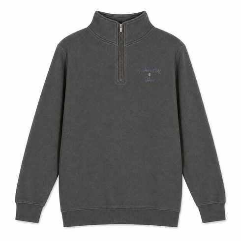 Grateful Dad Distressed - - Life is dead.® - Premium Grateful Dead Quarter-Zip Pullover - Charcoal - 5