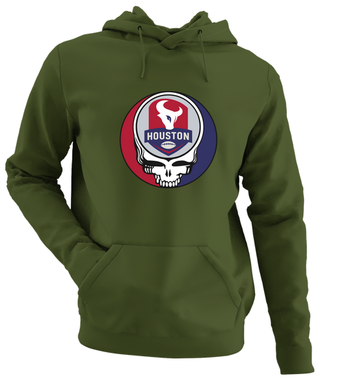 Houston Football - Premium Grateful Dead Hoodie - Military Green - 7