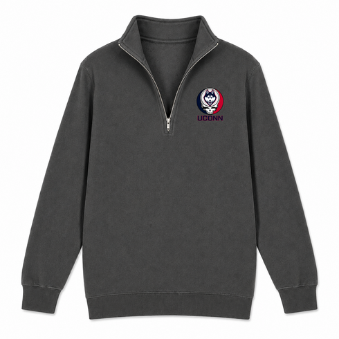 UCONN Huskies - Premium Grateful Dead Quarter-Zip Pullover - Charcoal - 6