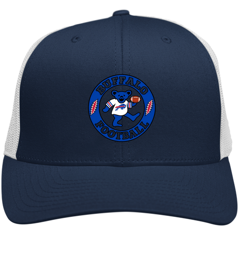 Buffalo Football Dancing Bear Stealie Grateful Dead Trucker Cap - Navy | White