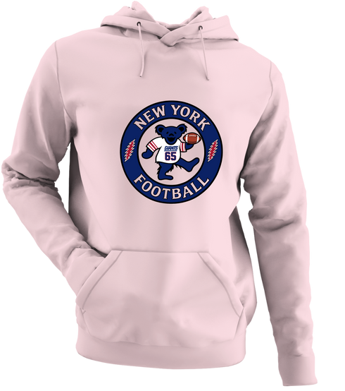 New York Football Dancing Bear - Premium Grateful Dead Hoodie - Light Pink