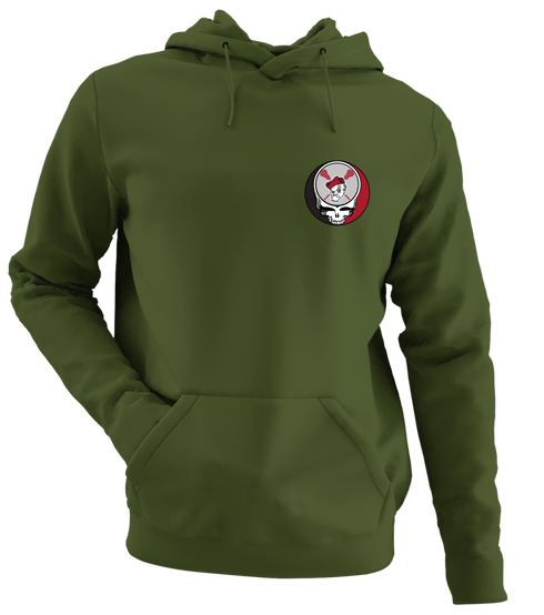 Ohio Wesleyan Lax - Premium Grateful Dead Left Chest Hoodie - Military Green