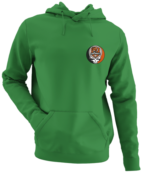 Cincinnati Football - Premium Grateful Dead Left Chest Hoodie - Irish Green - 6